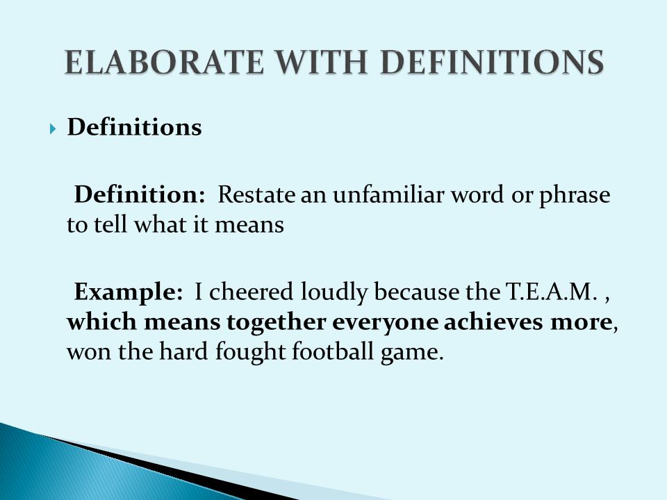 What does elaborate sales mean